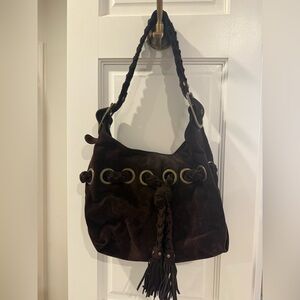 Kooba Elegant Brown Suede Shoulder Bag